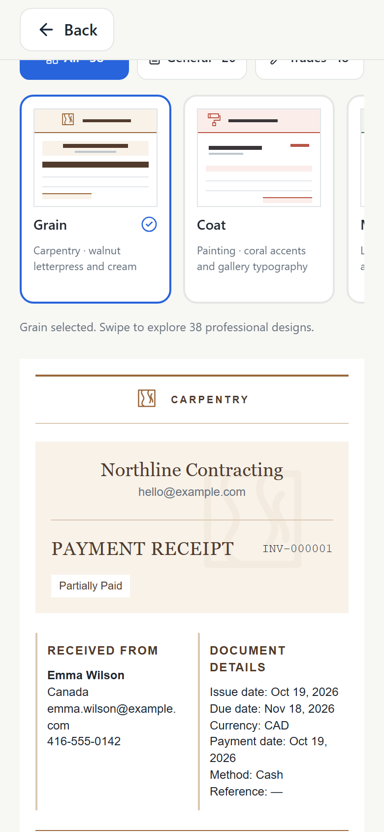 A clear receipt for the customer